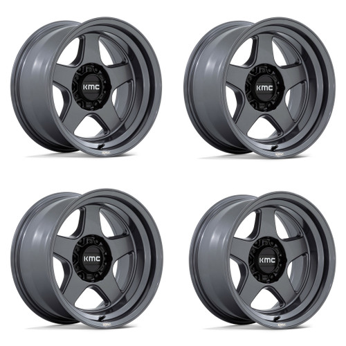 Set 4 KMC KM728 Lobo 17x9 5x5 Matte Anthracite Wheels 17" -38mm Lifted Rims