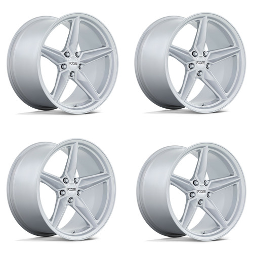 Set 4 20" Foose F174 CF8 20x10 5x120 Gloss Silver Wheels 22mm Rims