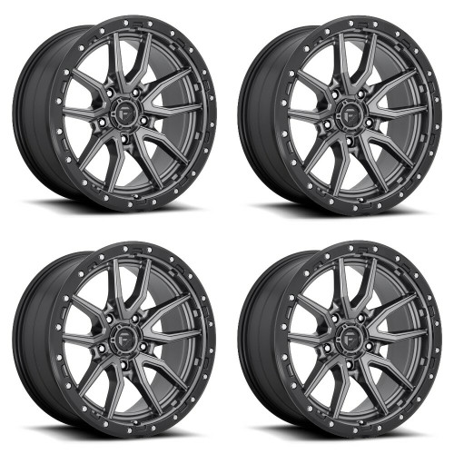 Set 4 Fuel  D680 Rebel 18x9 5x5 Matte Gun Metal Black Bead Ring Wheels 18" -12mm