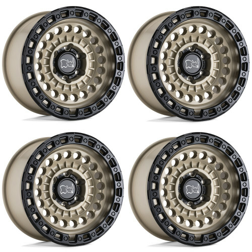 Set 4 Black Rhino Sentinel 17x8.5 8x6.5 Desert Sand W/ Black Ring Wheels 17"