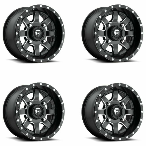 Set 4 Fuel UTV D538 Maverick 15x10 4x156 Matte Black Milled Wheels 15" 0mm Rims