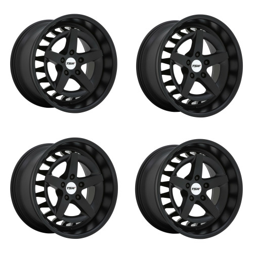 Set 4 TSW Degner 18x10 5x112 Semi Gloss Black Wheels 18" 25mm Rims