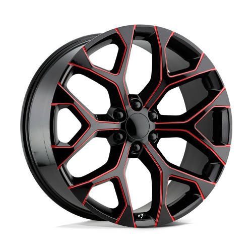 Set 4 Performance Replicas PR176 26x10 6x5.5 Black Red Milled Wheels 26" 24mm