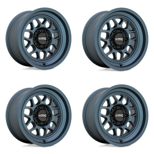 Set 4 KMC KM725 Terra 18x8.5 5x5 Metallic Blue Wheels 18" -10mm Rims