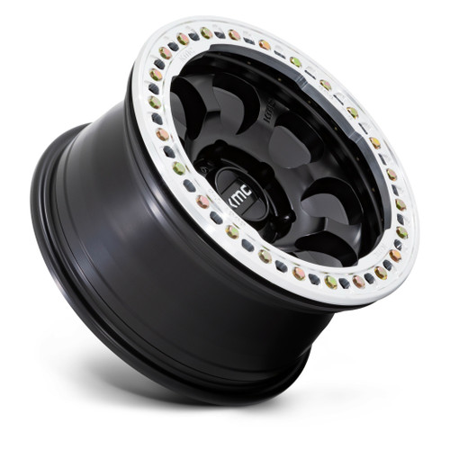 KMC KM237 Riot Beadlock 17x9 5x5.0 Satin Black Machined Ring Wheel 17" -12mm