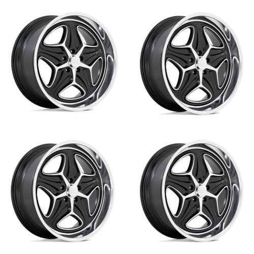 Set 4 22" Foose F171 Merlot 22x9 5x4.75 Gloss Black Machined Wheels 15mm Rims