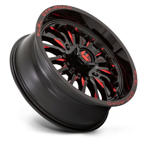 22" Fuel UTV D822 Arc UTV 22x7 4x137 Gloss Black Milled Red Wheel 13mm Rim