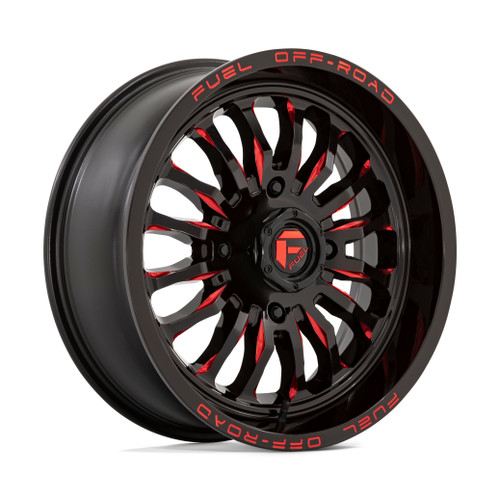 20" Fuel UTV D822 Arc UTV 20x7 4x156 Gloss Black Milled Red Wheel 13mm Rim