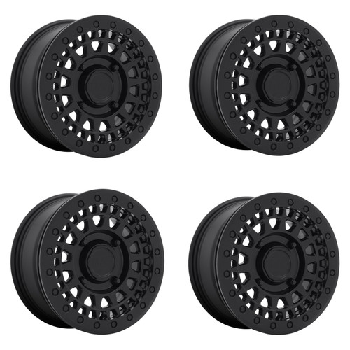 Set 4 Black Rhino Powersports Parker Utv Beadlock 15x7 4x110 Black Wheels 15"