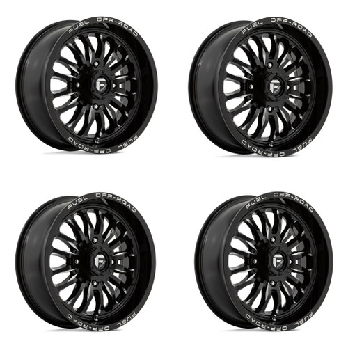 Set 4 24" Fuel UTV D821 Arc UTV 24x7 4x156 Gloss Black Milled Wheels 13mm Rims