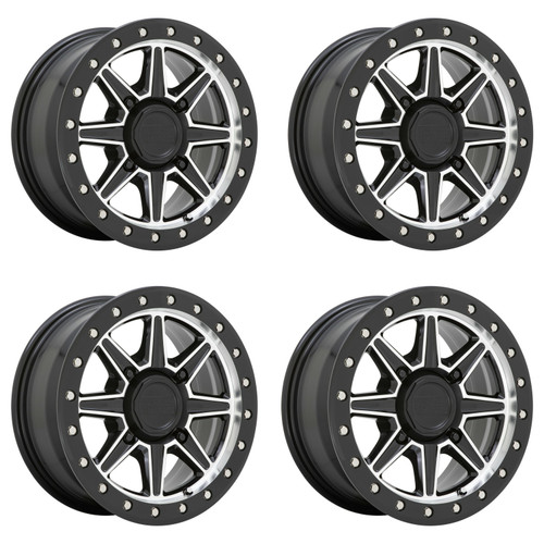 Set 4 Black Rhino Powersports Webb Utv 14x7 4x137 Black Machined Wheels 14" 51mm