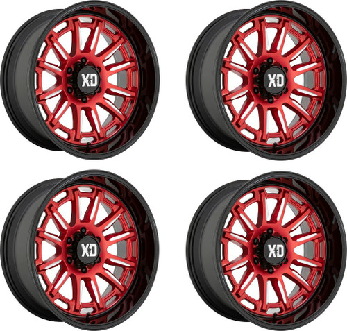 Set 4 XD XD865 Phoenix 20x9 6x135 Candy Red Milled With Black Lip Wheels 20" 0mm