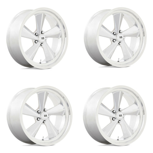 Set 4 US Mag U135 TS 22x10.5 5x5 Polished Wheels 22" 0mm Rims