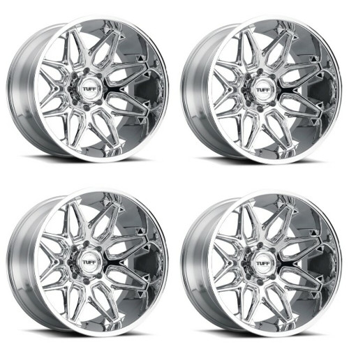Set 4 24" Tuff T4B Chrome Wheels 6x5.5 -72mm Lifted For Chevy GMC Cadillac Rims
