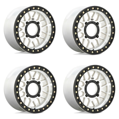 Set 4 KMC Powersports Ks235 Grenade Beadlock 15x6 4x110 Machined Wheels 15" 38mm