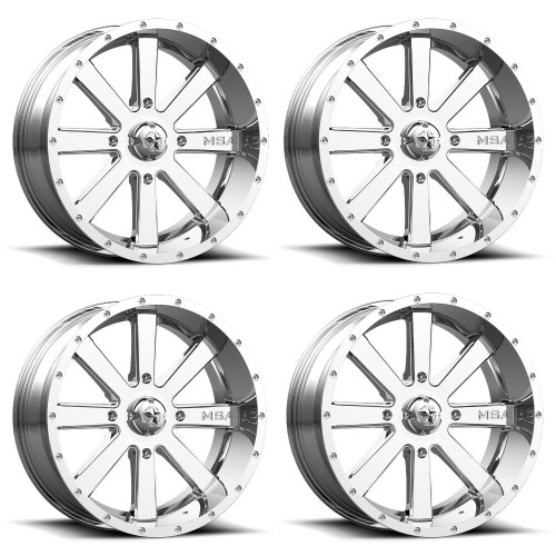 Set 4 MSA Offroad M34 Flash 20x7 4x137 Chrome Wheels 20" 0mm Rims