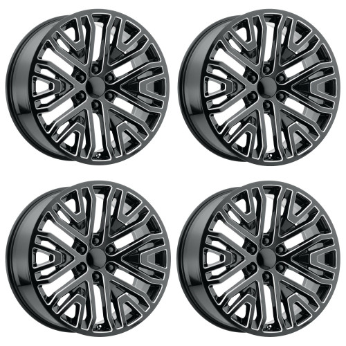 Set 4 Performance Replicas PR197 20x9 6x5.5 Gloss Black Milled Wheels 20" 24mm