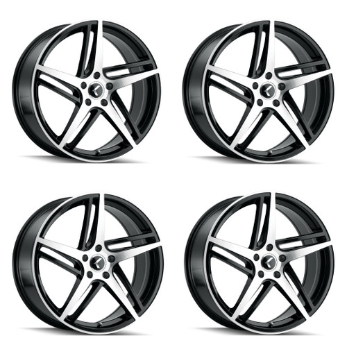 Set 4 17" Kraze Milano 17x8 Black Machined 5x4.5 Wheels 38mm Truck Suv Rims