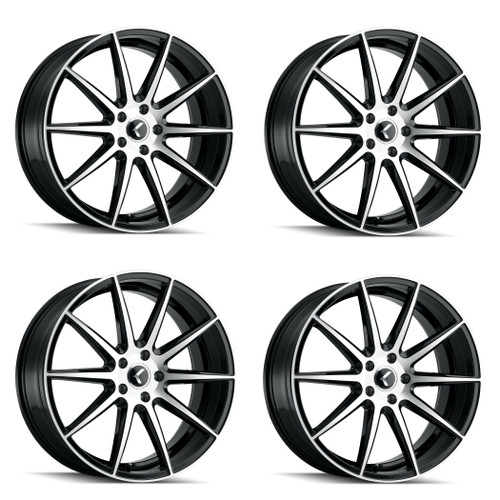 Set 4 17" Kraze Turismo 17x8 Black Machined 5x112 Wheels 38mm Performance Rims