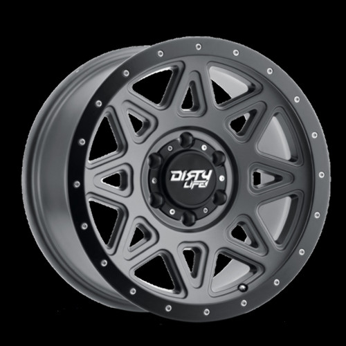 Set 4 20" Dirty Life Theory 20x9 Matte Gunmetal W Simulated Ring 6x135 0mm Rims