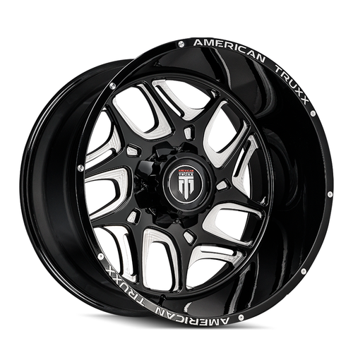 Set 4 22" American Truxx Sweep 22x12 Black Milled 5x5.5 5x150 Wheels -44mm Rims