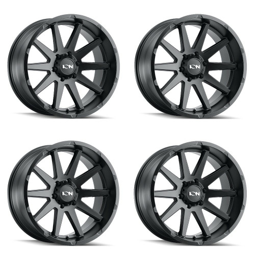 Set 4 17" Ion 143 17x9 Matte Black 6x5.5 Wheels -12mm Lifted Truck Rims