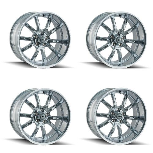Set 4 18" Ridler 650 18x8 Chrome 5x4.75 Wheels 0mm Rims