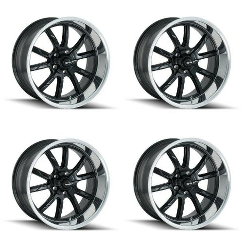 Set 4 17" Ridler 650 17x8 Matte Black Polished Lip 5x4.75 Wheels 0mm Rims