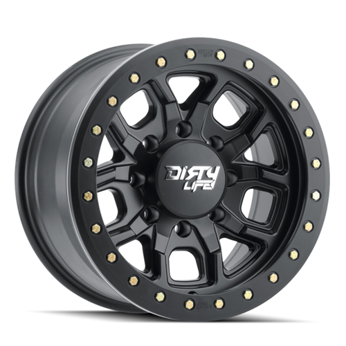 Set 4 17" Dirty Life Dt-1 17x9 Matte Black W Simulated Ring 5x4.5 Wheels -12mm