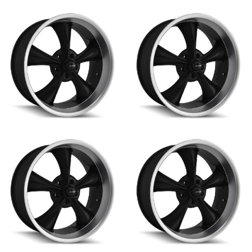 Set 4 17" Ridler 695 17x8 Matte Black Machined Lip 5x4.75 Wheels 0mm Rims