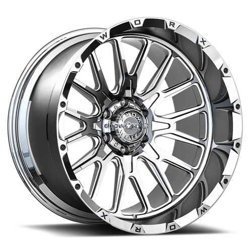 24" Worx Forged WF818P 24x14 6x5.5 High Luster Full Polished Lip Logo -76mm Rim