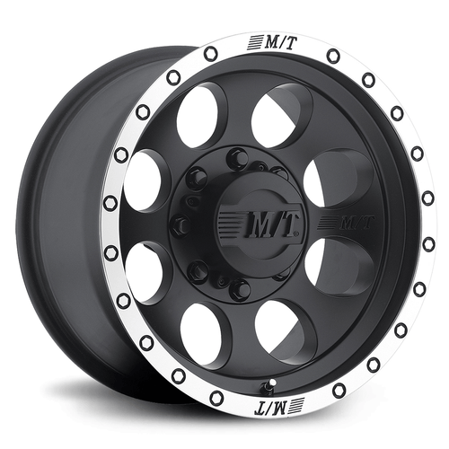 Set 4 16" Mickey Thompson Classic Baja Lock matte black with machined beadlock style lip 16x8 Wheels 8x6.50 -12mm