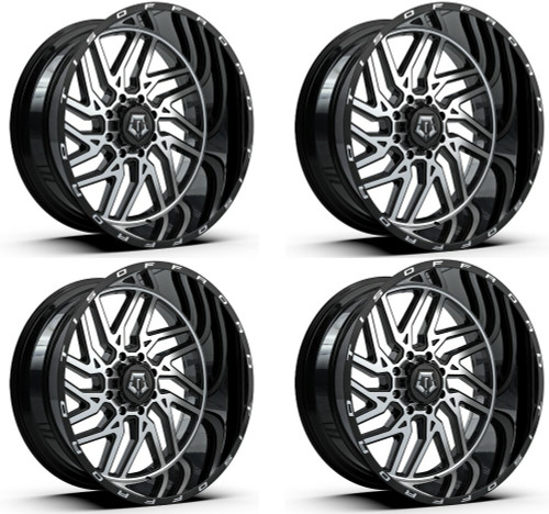 Set 4 20" TIS 544MB Gloss Black Machined Face 20x10 Wheels 8x6.5 -25mm Rims