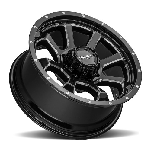 18" Ultra 219BM Nemesis 18X9 8x6.5 Gloss Black CNC Milled Accents 12mm Truck Rim