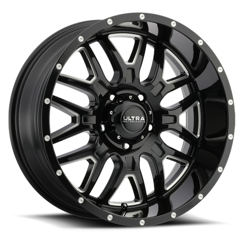Set 4 17" Ultra 203BM Hunter Gloss Black Milled 17x9 Wheels 5x5 10mm Truck Rims