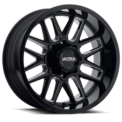20" Ultra 231BM Butcher 20x10 8x6.5 Gloss Black Milled Accents Wheel -25mm Rim