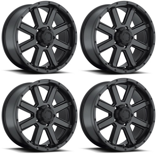 Set 4 15" Ultra 195SB Crusher Satin Black 15x8 Wheels 5x4.5 -19mm Truck SUV Rims