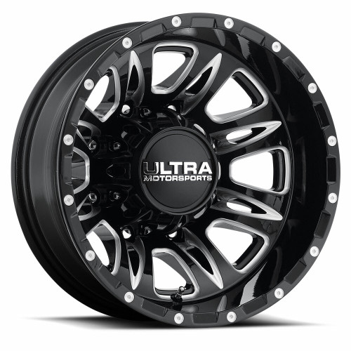 17" Ultra 049BM Predator Dually 17x6.5 8x6.5 Gloss Black CNC Milled Accents -140