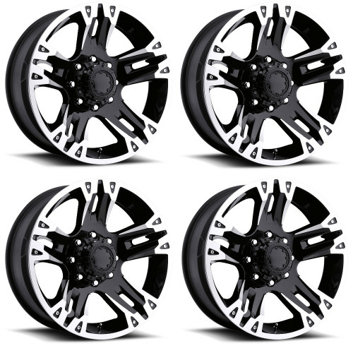 Set 4 17" Ultra 234B Maverick Gloss Black Diamond Cut 17x8 Wheels 8x6.5 00mm Rims