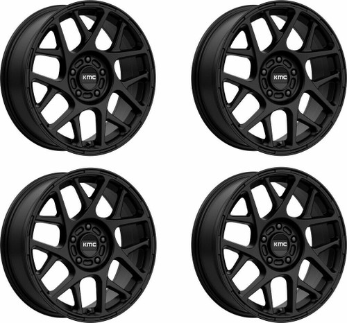 Set 4 KMC KM708 Bully 17x8 5x4.25 Satin Black Wheels 17" 38mm Rims