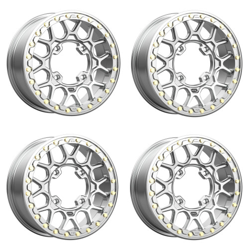 Set 4 KMC Powersports Ks435 Grenade Beadlock Forgedx6 4x137 Machine Wheels" 38
