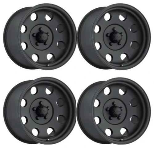 Set 4 16" Pacer 164B LT Mod Black  16x8 Wheels 8x6.50 -06mm