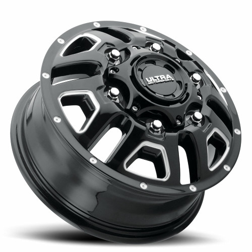 17" Ultra 003FBM Hunter Dually 17x6.5 8x6.5 Gloss Black CNC Milled Accents 129mm