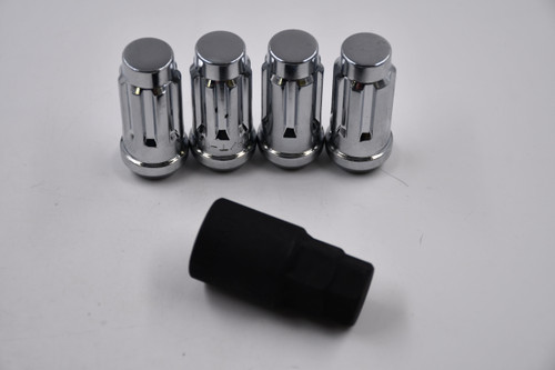 Set 4 M14x1.5 Wheel Locks Locking Lug Nuts Chrome Key fits Ford Chevy/GMC/Caddy