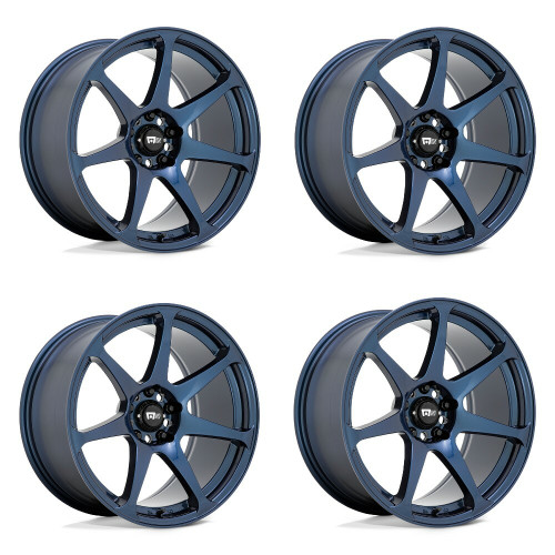 Set 4 Motegi MR154 Battle 17x8 5x100 Midnight Blue Wheels 17" 30mm Rims