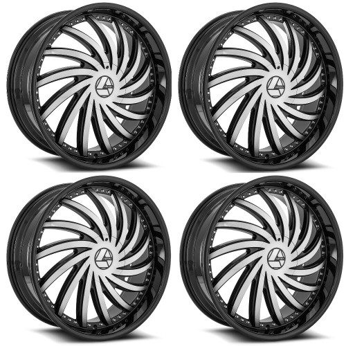 Set 4 28" Azara AZA-508 Gloss Black & Machined Wheels 28x9.5 6x135 6x5.5 25mm