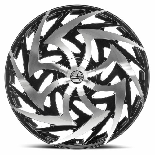 24" Azara AZA-520 Gloss Black & Machined Wheel 24x9 6x135 6x5.5 25mm Rim