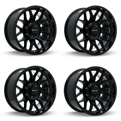 Set 4 20" RTX Claw Gloss Black Wheels 20x10 8x170 -18mm Lifted Truck Rims