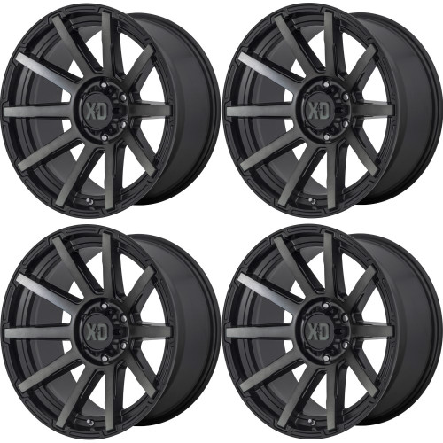 Set 4 XD XD847 Outbreak 20x10 6x135 Satin Black With Gray Tint Wheels 20" -18mm