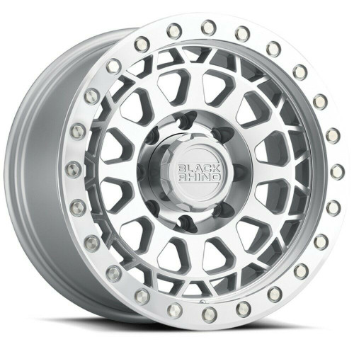 Black Rhino Primm 18x9.5 6x5.5 Silver Mirror & Machined Ring Wheel 18" -12mm